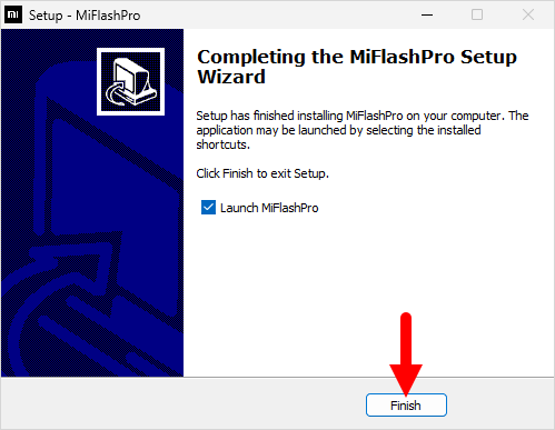 Mi Flash Pro Setup Finish