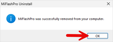 Miflashpro Removed Successfully