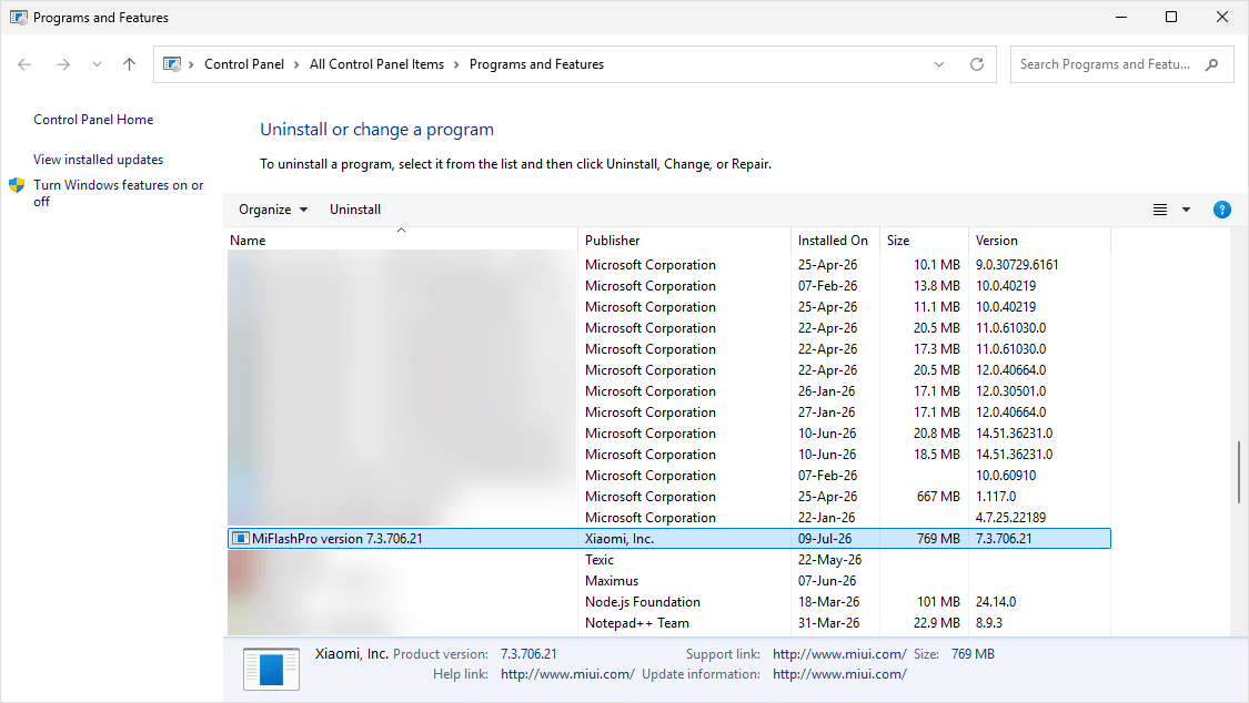 Program Features MiFlashPro